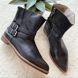 Matt Bernson Vox distressed buckle brown leather moto ankle boots woman’s 9.5